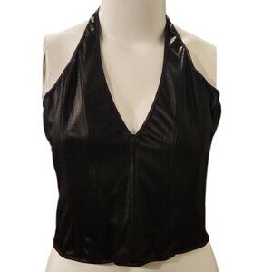 [Leg Avenue] Faux Leather Bustier Halter Top - Size M